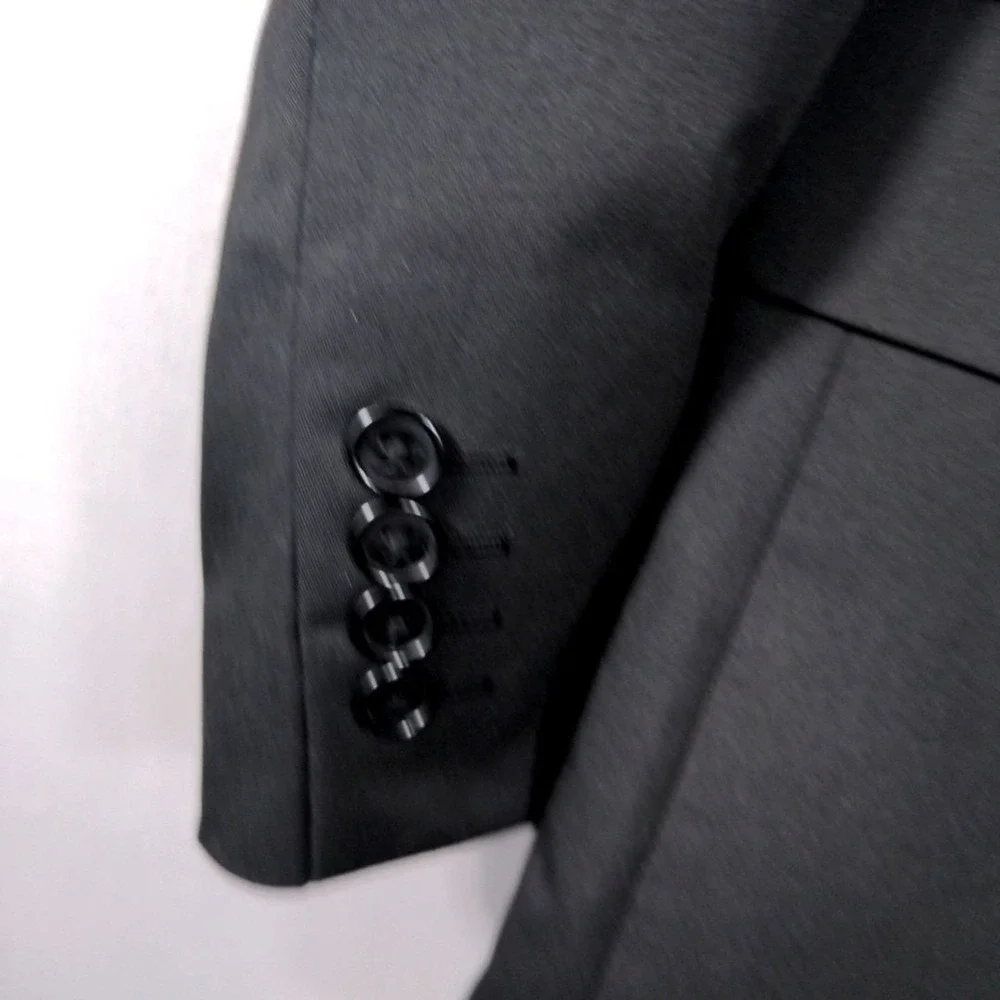 Apt 9 Mens Slim Fit‎ Blazer Jacket Solid Black Two Button Notch Lapel 42S Approx
